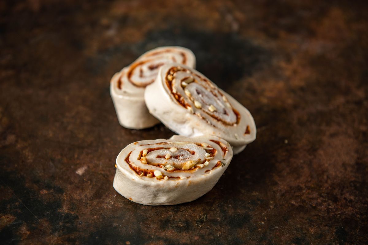 Margherita Scroll dough log ready for baking Margherita Scroll dough log ready for baking