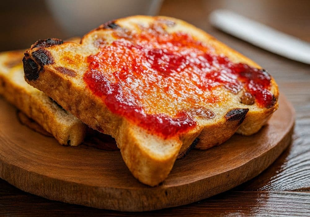 freshly toasted fruit toast and jam-1