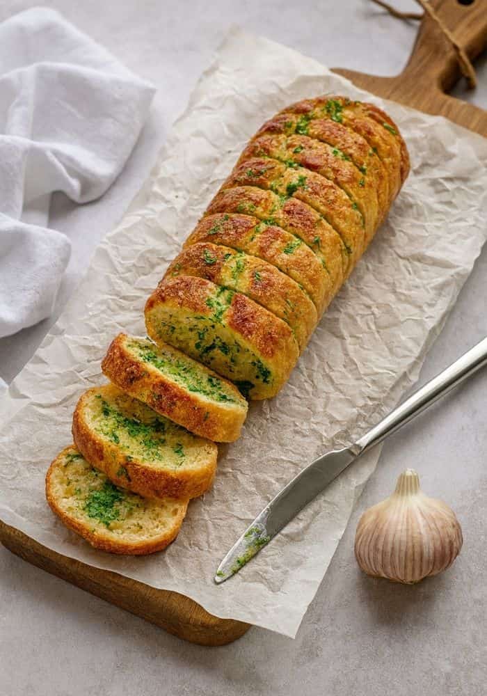 garlic bread made from french baguette
