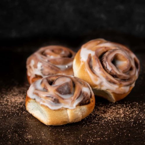 Freshly baked iced scrolls from Suprima, an Australian wholesale bakery supplier